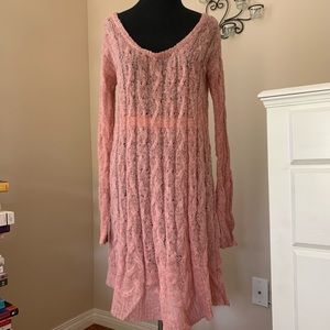 Crochet Pink Free People Sweater Dress